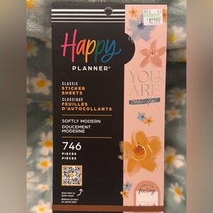 Happy Planner Softly Modern Theme Floral Classic Sticker Sheets Pack Book